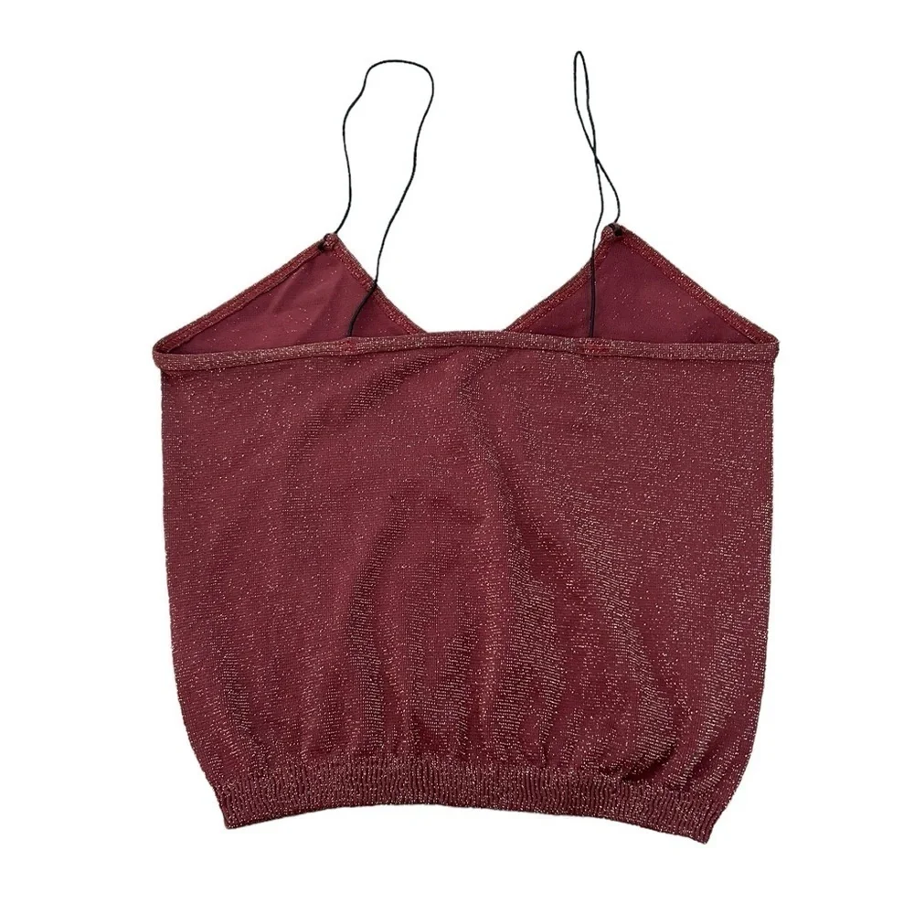 Free People Intimately Rust Metallic Skinny Strap Seamless Brami Crop Top Sz M/L - Picture 5 of 9